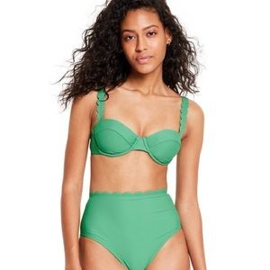 RHODE for Target green scallop edge bikini top